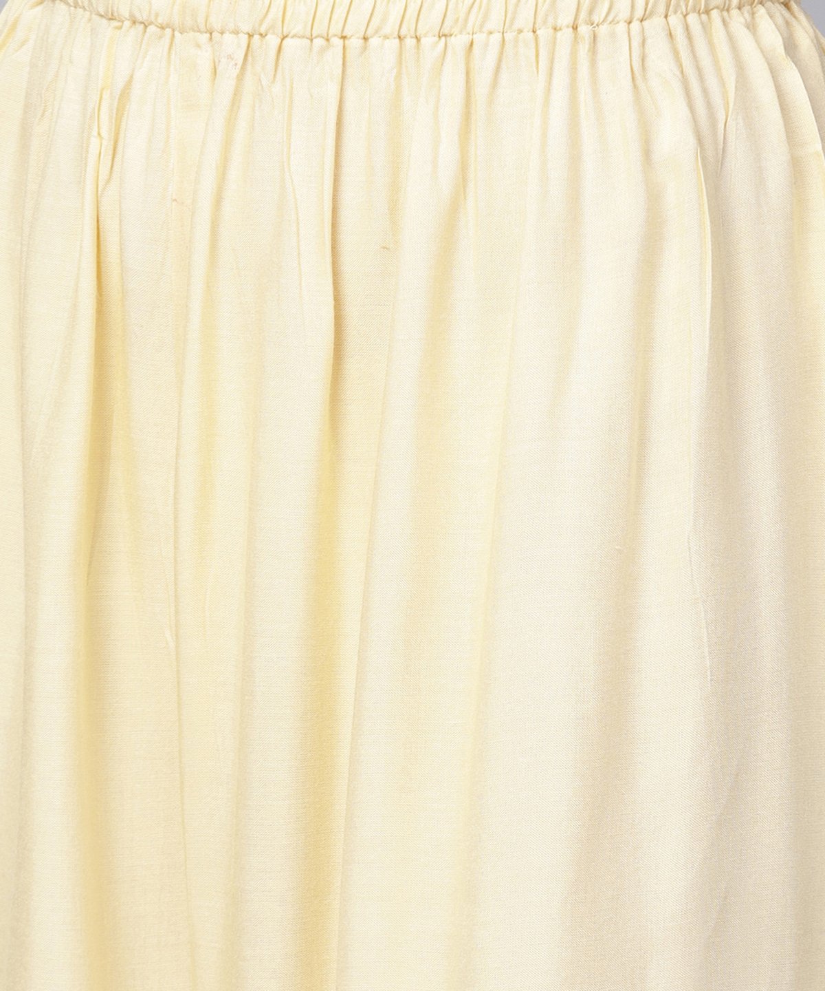 Red 3/4Th Sleeve Short Cotton Flared Sleeve Top With Beige Ankle Length Regular Fit Palazzo | LASVINI - Redefining Indian Fashion with Elegance