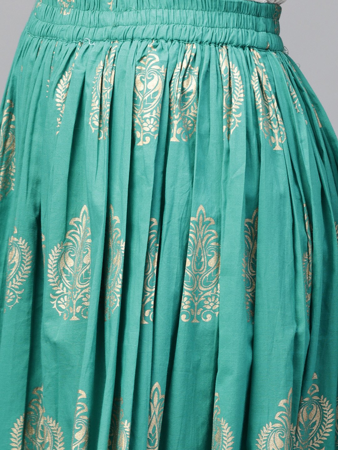 Green Printed Flared Ankle Length Skirt | LASVINI - Redefining Indian Fashion with Elegance