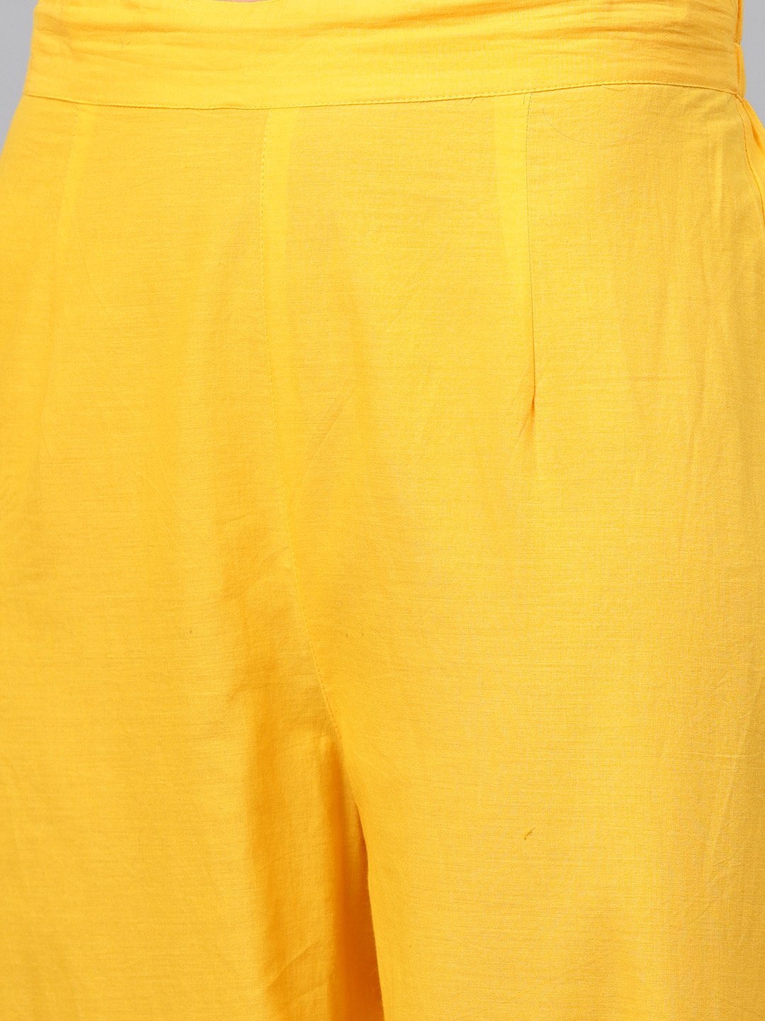 Yellow Self Design Printed 3/4Th Sleeve Cotton Anarkali Kurta With Ankle Length Printed Palazzo | LASVINI - Redefining Indian Fashion with Elegance