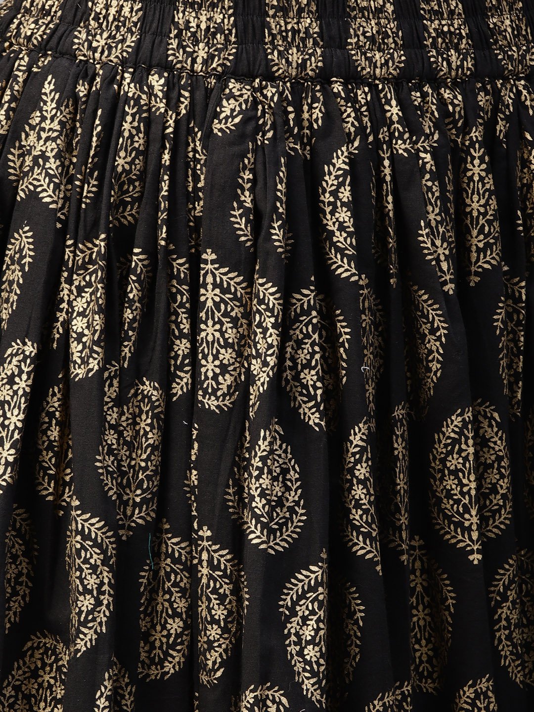 Powder Blue 3/4Th Sleeve Cotton Kurta With Black Printed Palazzo | LASVINI - Redefining Indian Fashion with Elegance