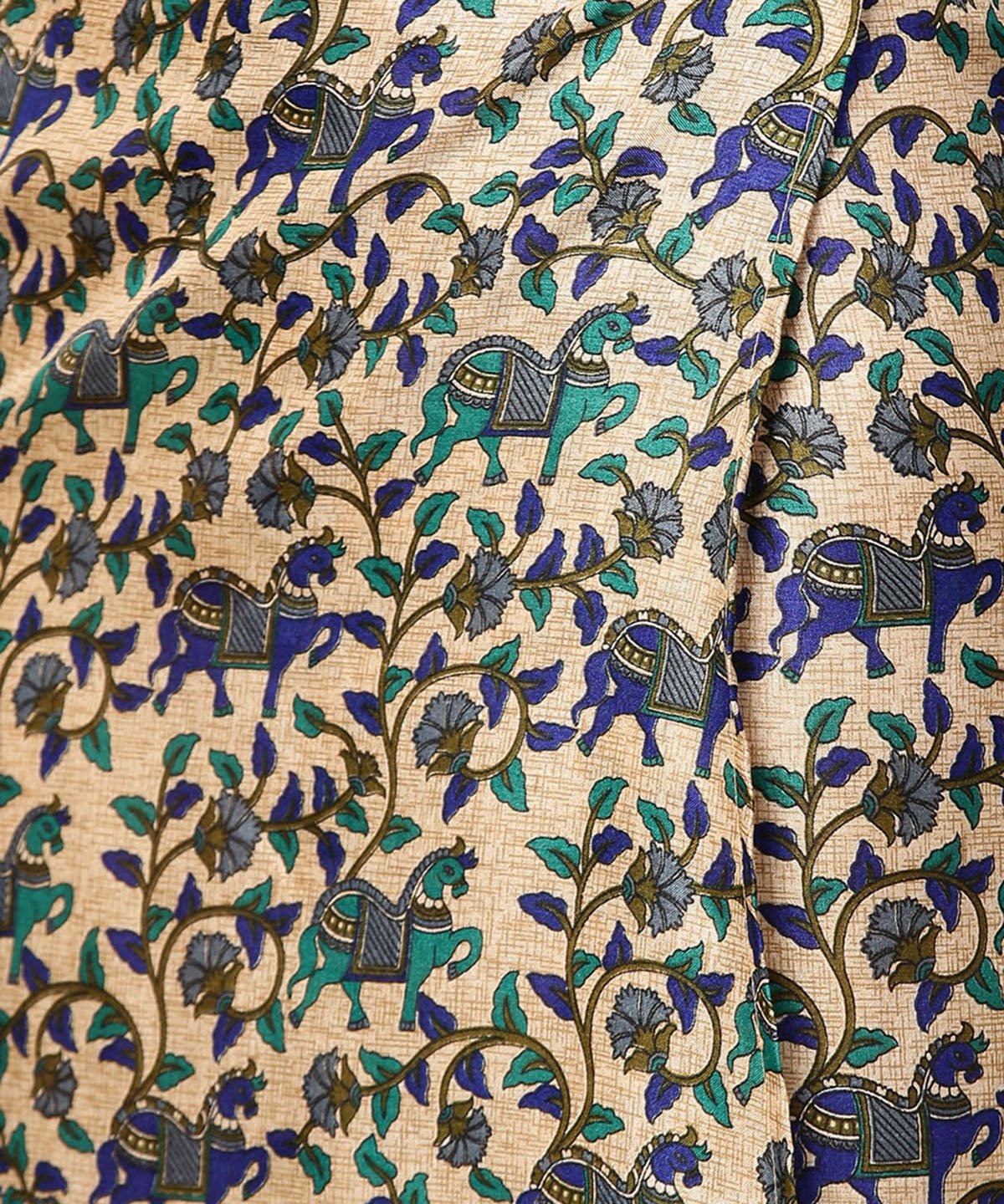 Beige Printed Midi Cotton Straight Skirt | LASVINI - Redefining Indian Fashion with Elegance