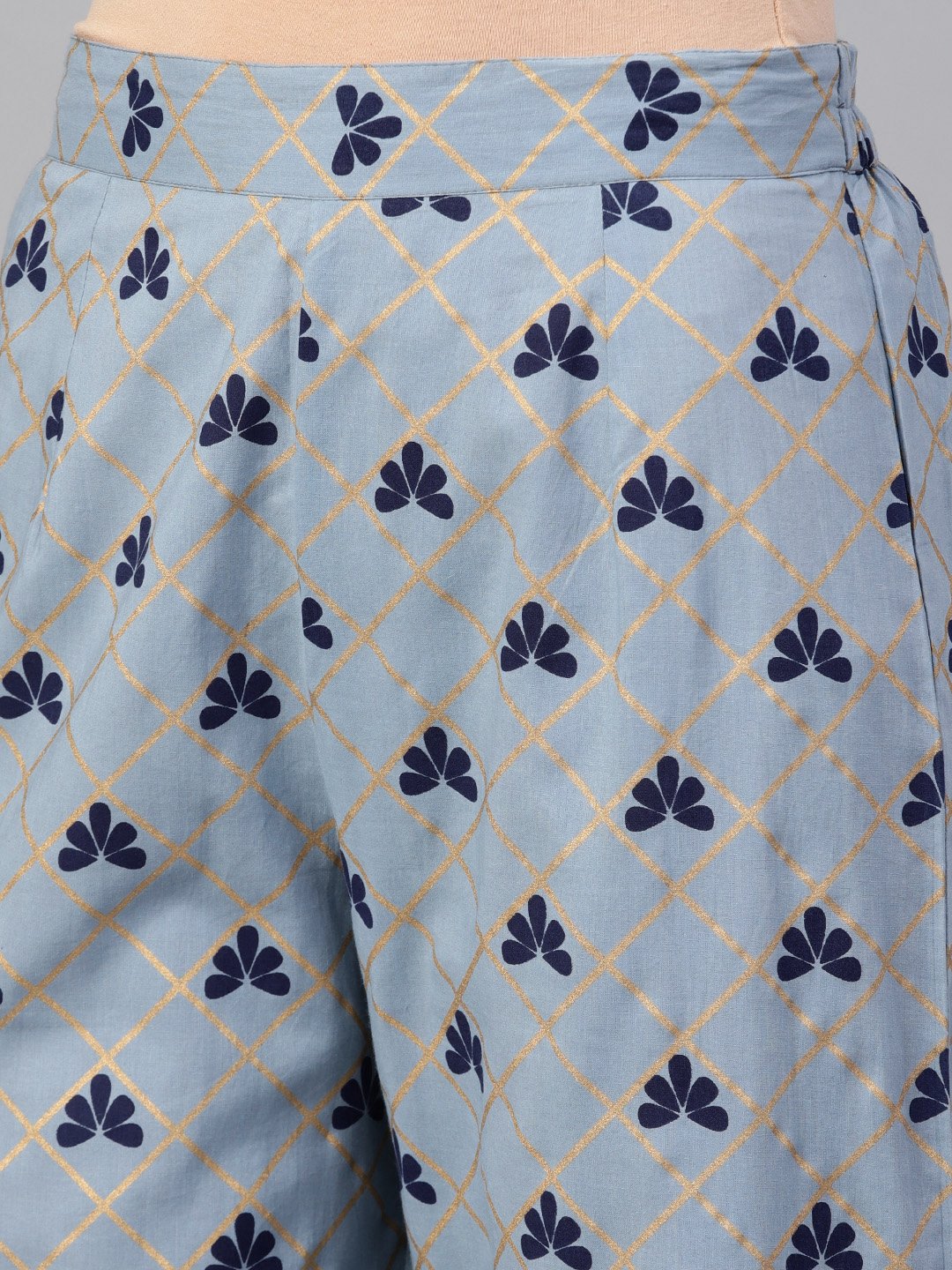 Women Blue & Golden Printed Kurta With Trousers & Dupatta | LASVINI - Redefining Indian Fashion with Elegance