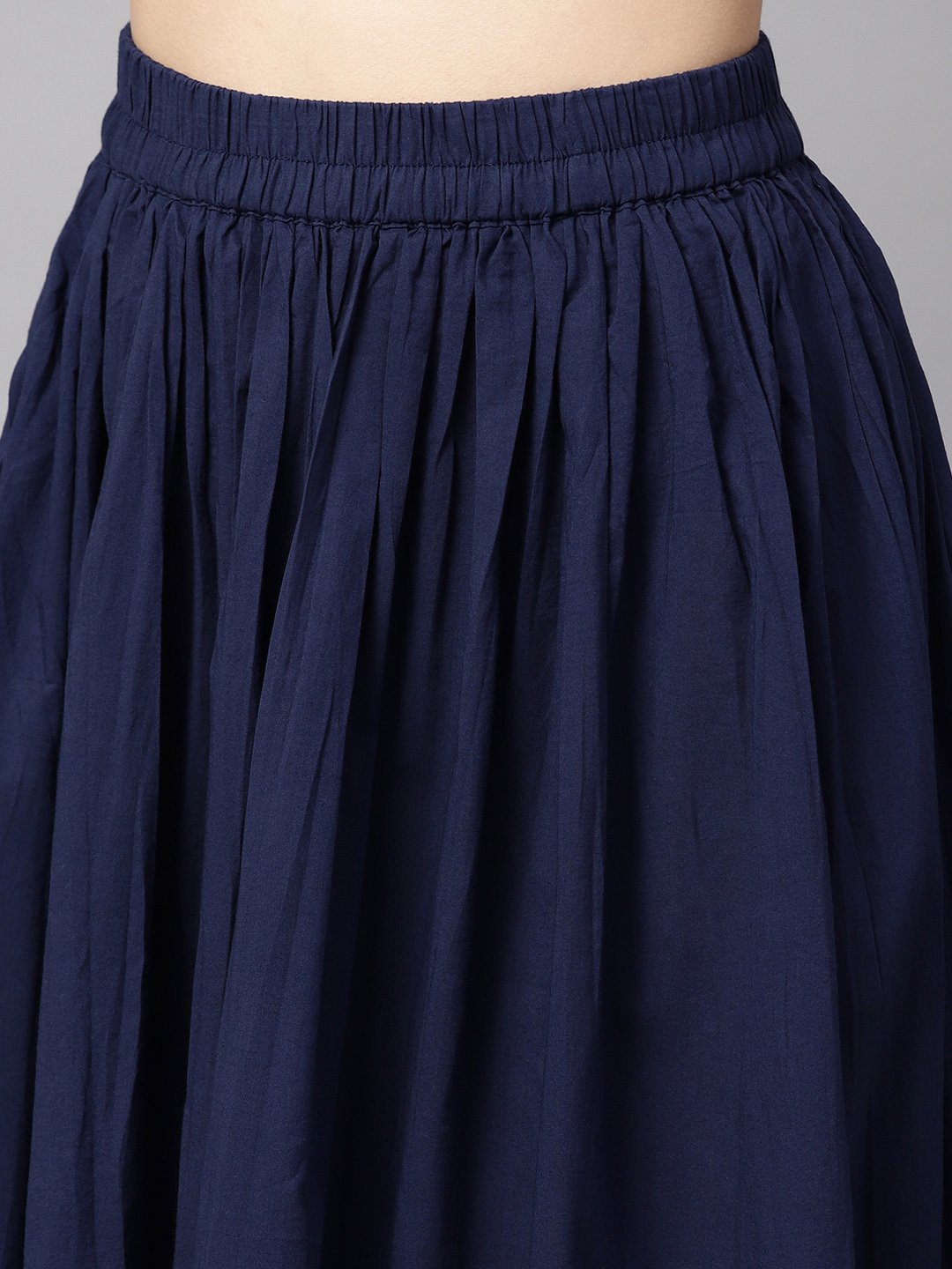 Navy Blue Gold Printed Straight Kurta With Solid Navy Blue Skirt With Solid Rani Pink Dupatta | LASVINI - Redefining Indian Fashion with Elegance