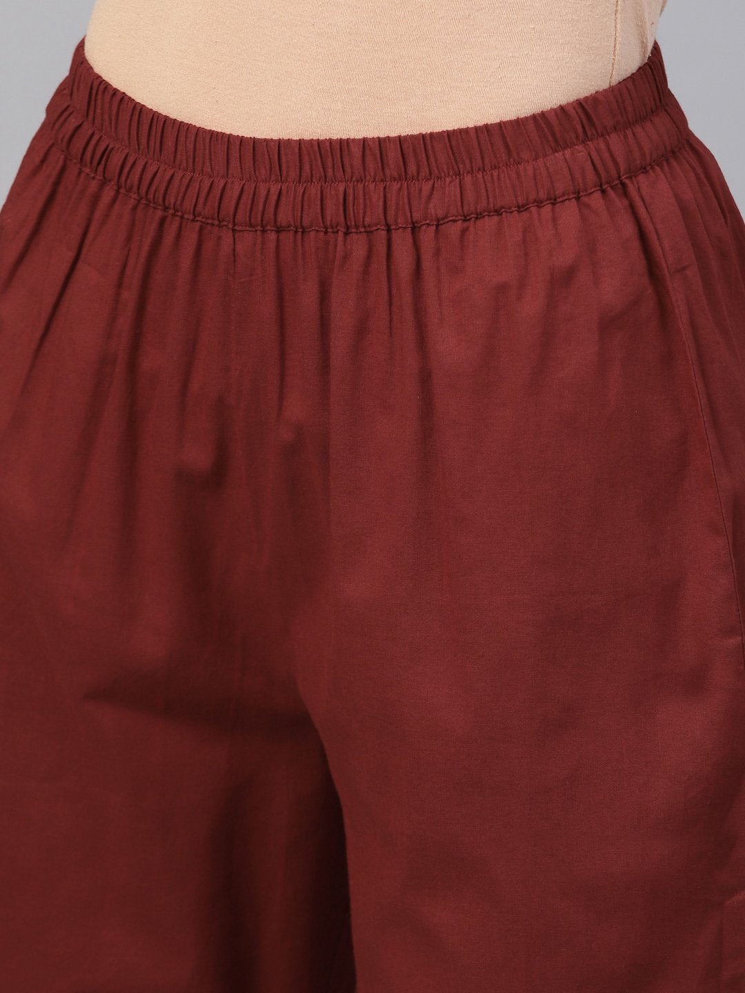 White Printed Closed Collar With Back Slit Opening 3/4Th Sleeve Front Pleated Kurta With Side Pockets With Solid Ciggratte Pants | LASVINI - Redefining Indian Fashion with Elegance