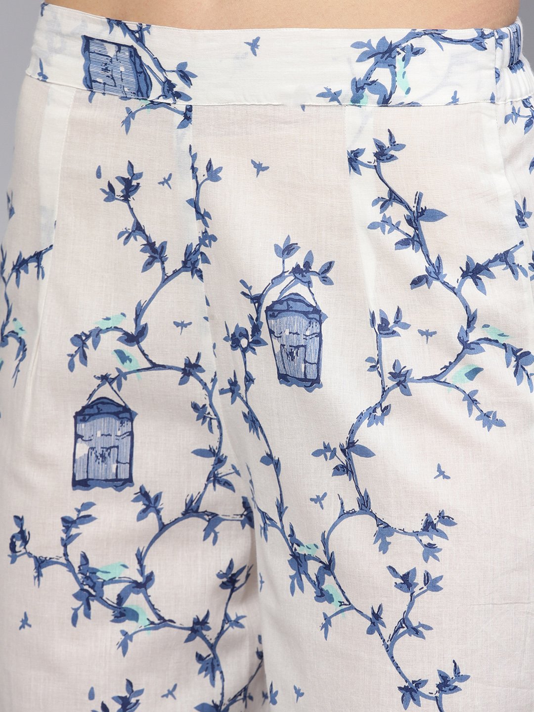 White Printed Sleeveless Kurta With Pant | LASVINI - Redefining Indian Fashion with Elegance