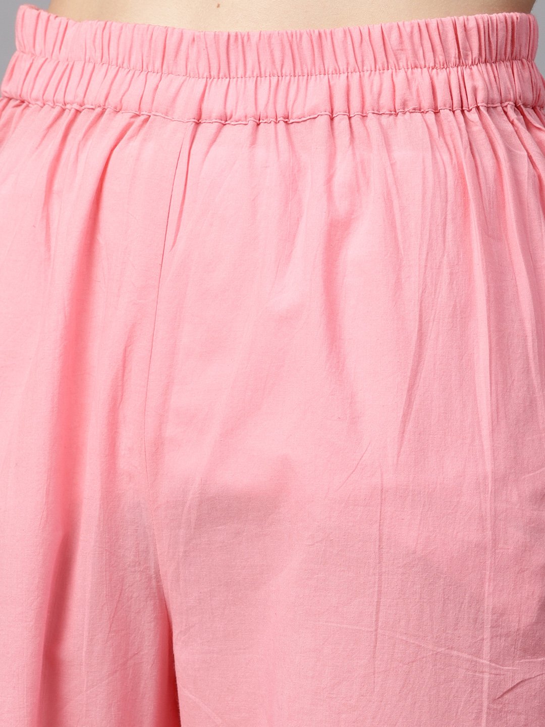 White Printed 3/4Th Sleeve Kurta With Solid Baby Pink Palazzo & Dupatta | LASVINI - Redefining Indian Fashion with Elegance