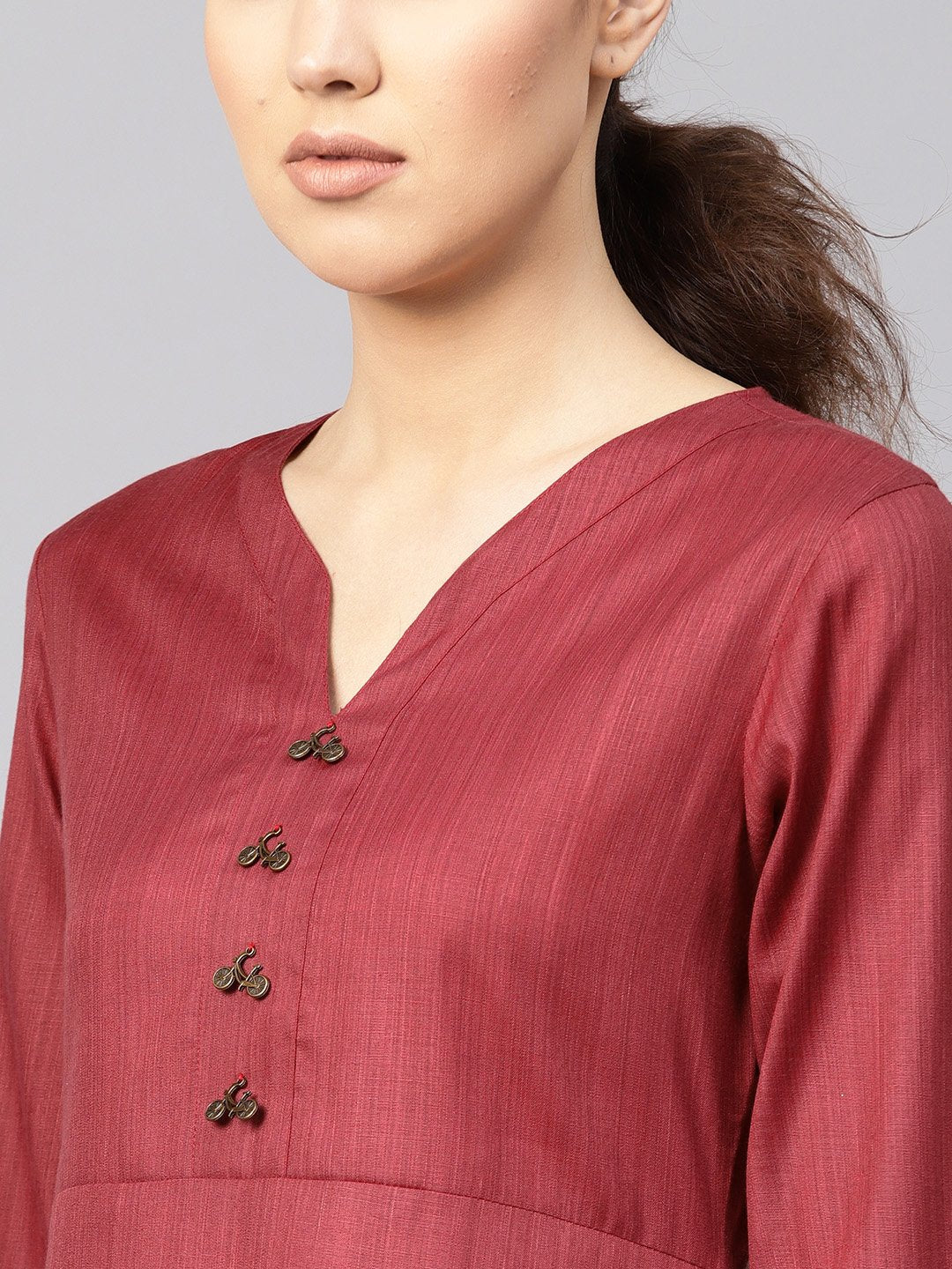 Women Rust Red Solid Kurta With Palazzos & Dupatta | LASVINI - Redefining Indian Fashion with Elegance