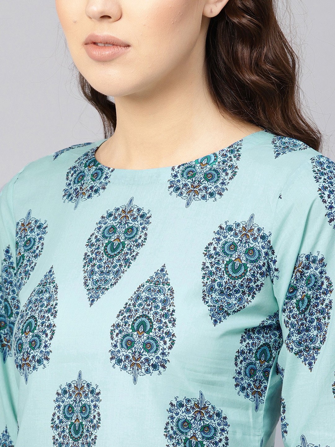 Women Blue Printed Regular Top | LASVINI - Redefining Indian Fashion with Elegance