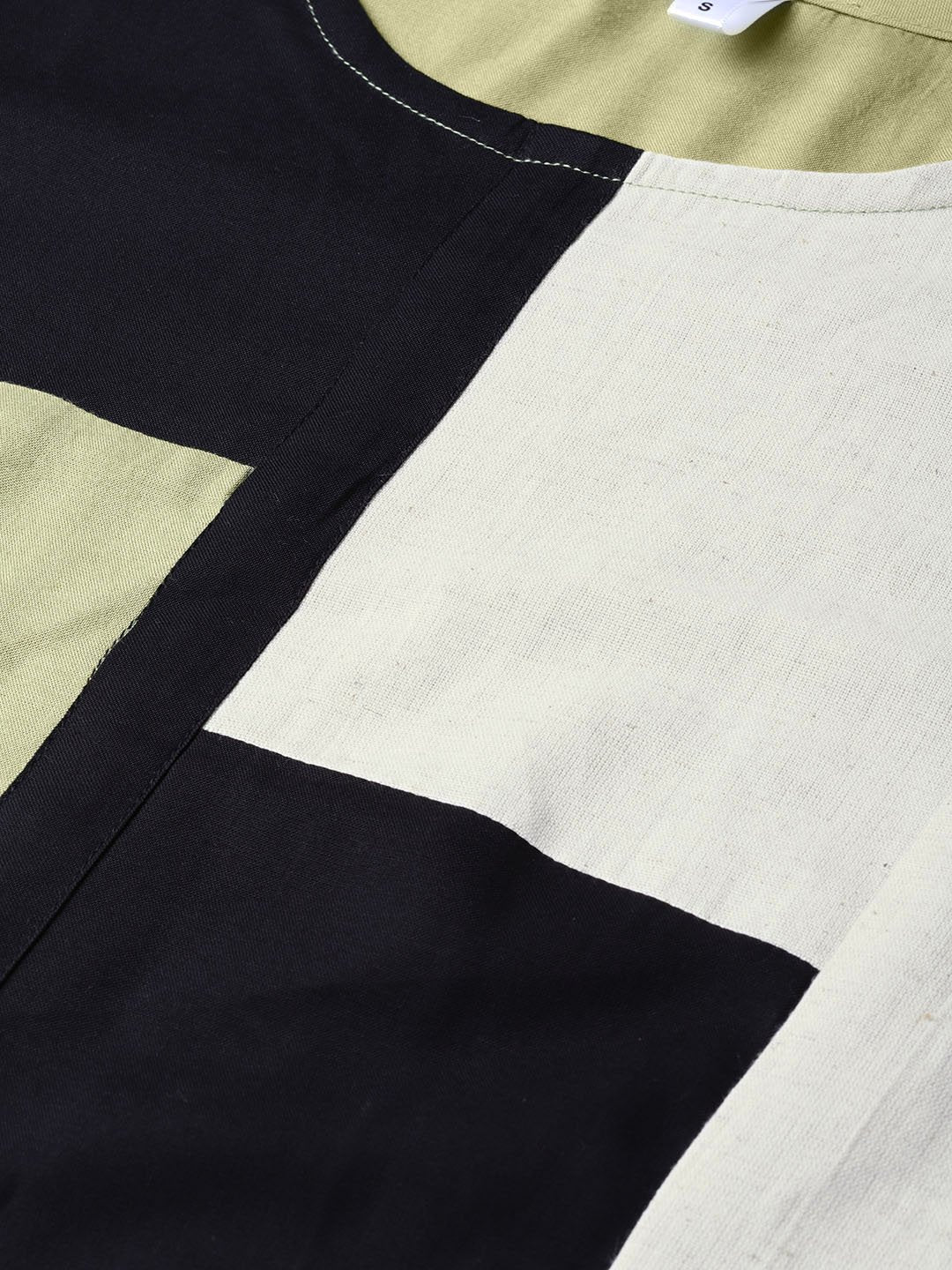 Women Green & Black Colourblocked Straight Kurta | LASVINI - Redefining Indian Fashion with Elegance