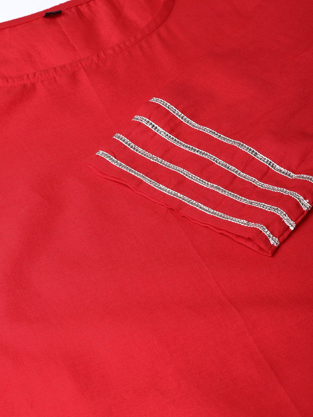 Women Red & Off-White Solid Kurta With Palazzos & Dupatta | LASVINI - Redefining Indian Fashion with Elegance