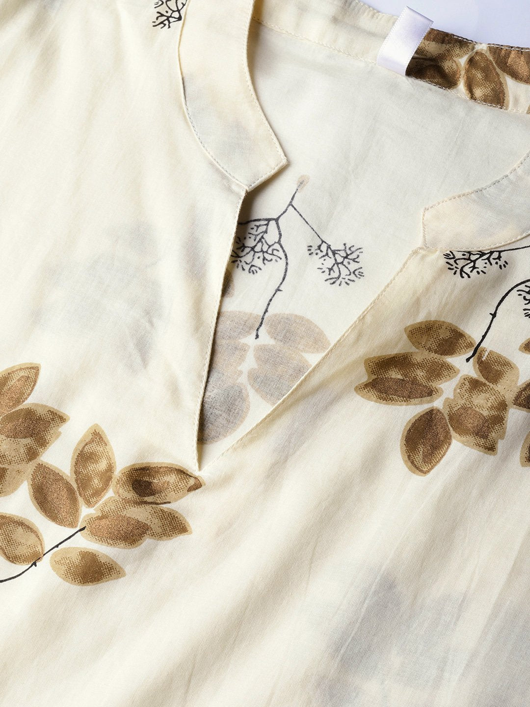 Women Cream-Coloured & Coffee Brown Printed Kurta With Palazzos & Dupatta | LASVINI - Redefining Indian Fashion with Elegance