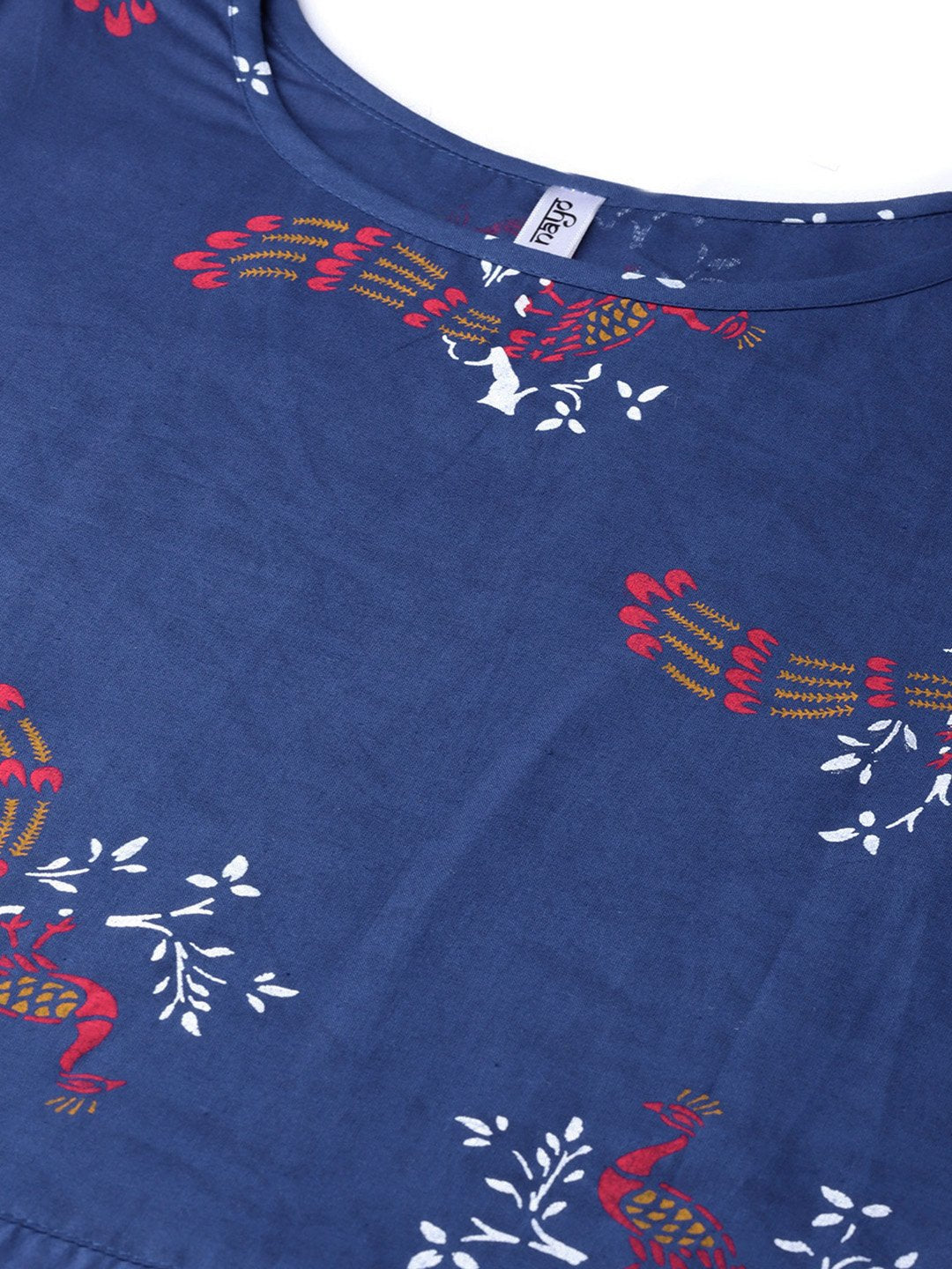 Women Navy Blue & Pink Printed Maxi Dress | LASVINI - Redefining Indian Fashion with Elegance
