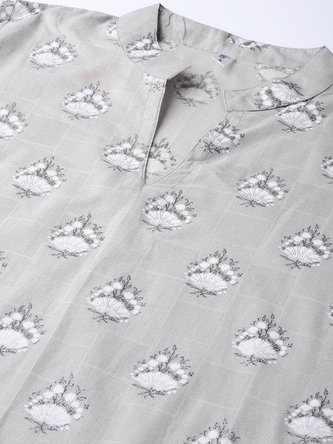 Women Grey & Off-White Printed Kurta With Trousers | LASVINI - Redefining Indian Fashion with Elegance