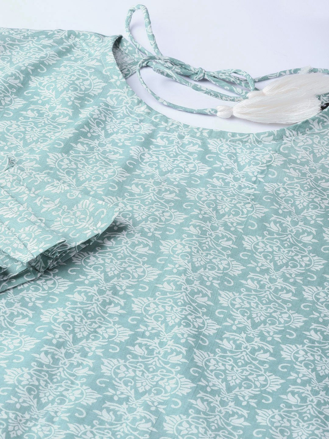 Women Grey & White Printed Straight Kurta | LASVINI - Redefining Indian Fashion with Elegance