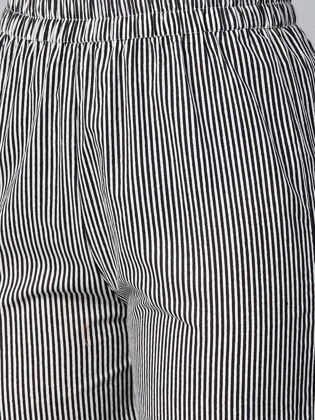 Black & Grey Straight Kurta Set With Striped Pant | LASVINI - Redefining Indian Fashion with Elegance