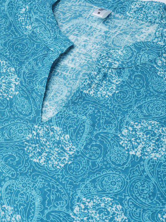 Women Blue & White Straight Paisley Printed Kurta And Skirt Set | LASVINI - Redefining Indian Fashion with Elegance