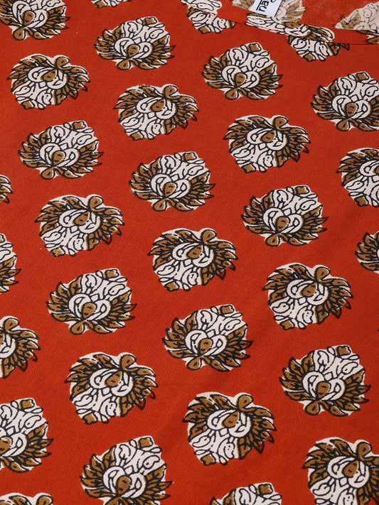 Women Rust & Beige Straight Ethnic Motifs Printed Kurta And Skirt Set | LASVINI - Redefining Indian Fashion with Elegance