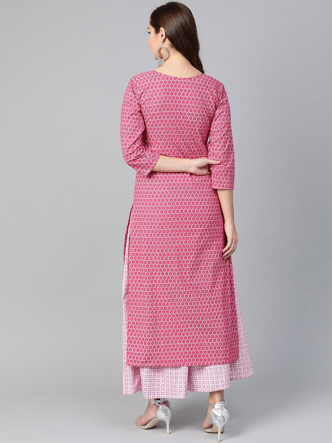 Women Pink & White Straight Floral Printed Kurta And Skirt Set | LASVINI - Redefining Indian Fashion with Elegance
