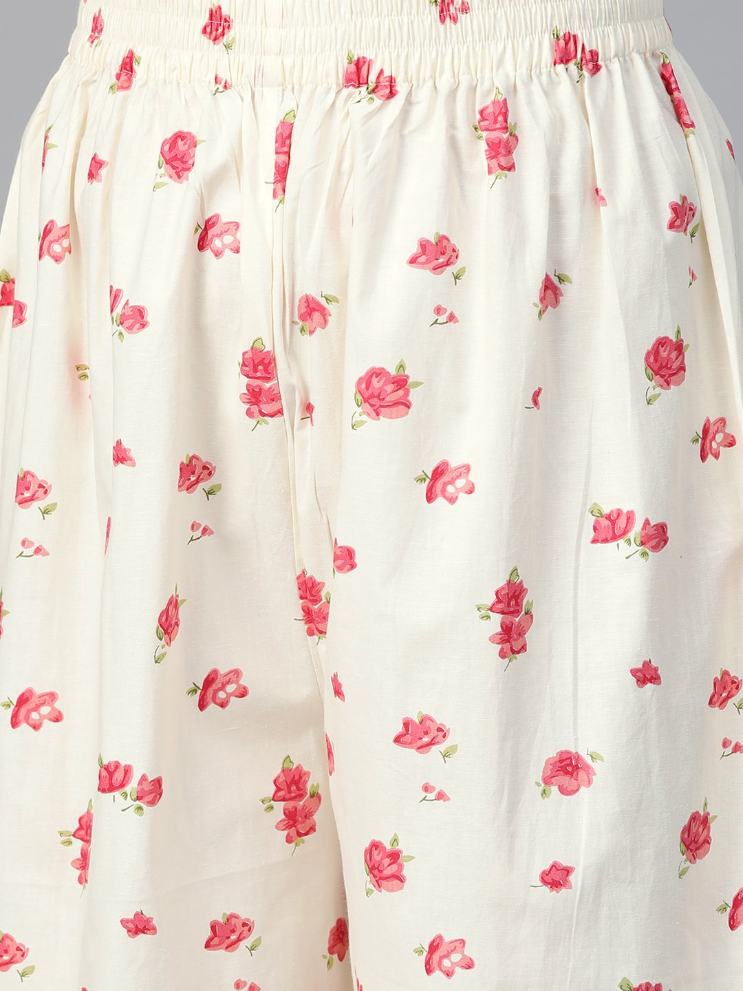 Women Off White & Peach Straight Floral Printed Kurta And Palazzos Set | LASVINI - Redefining Indian Fashion with Elegance