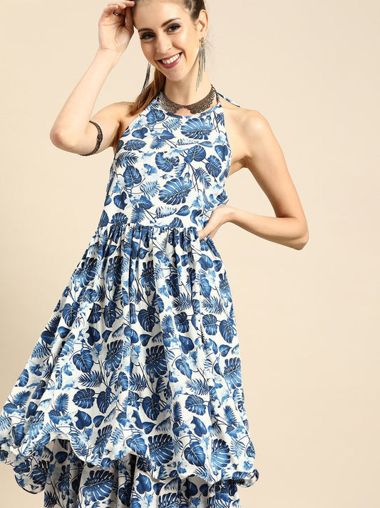 Women White Sleeveless Flared Gathered Kurta With Wired Peeko Sharara | LASVINI - Redefining Indian Fashion with Elegance