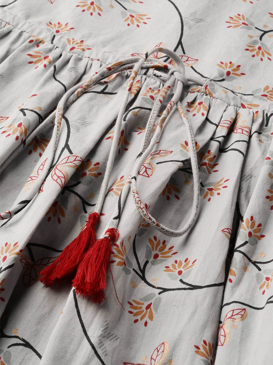 Women Grey Three-Quarter Sleeves Flared Kurta And Dhoti Set | LASVINI - Redefining Indian Fashion with Elegance