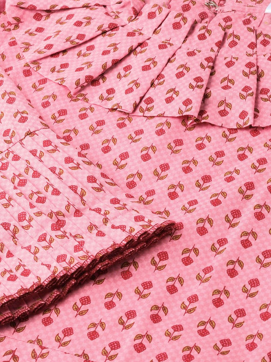 Women Pink Calf Length Three-Quarter Sleeves Straight Ethnic Motifs Printed Kurta | LASVINI - Redefining Indian Fashion with Elegance