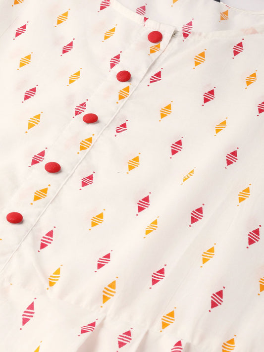 Women White Three-Quarter Sleeves Flared Kurta With Palazzo | LASVINI - Redefining Indian Fashion with Elegance