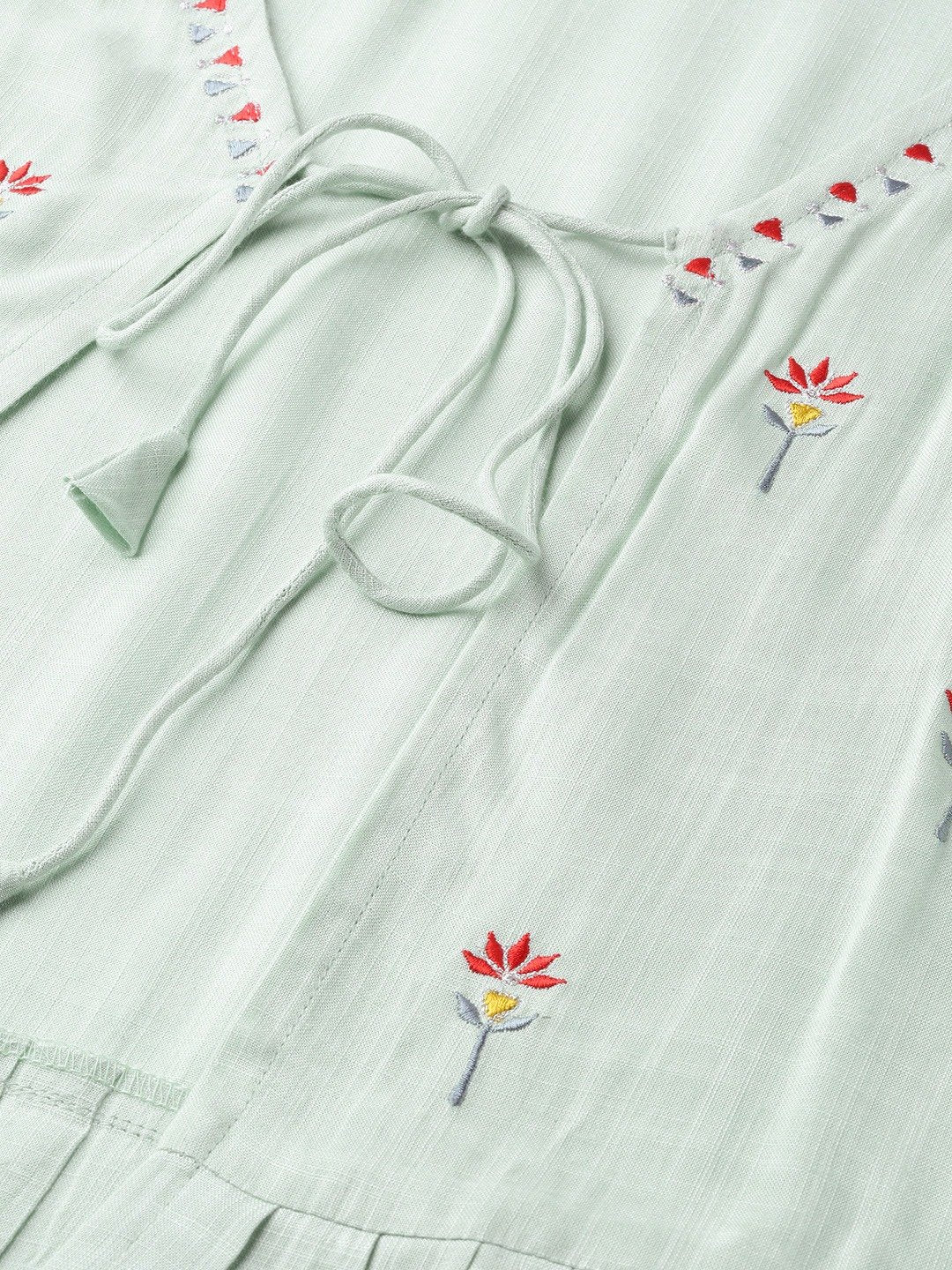 Women Grey Embroidered Top Pant With Shrug Set | LASVINI - Redefining Indian Fashion with Elegance