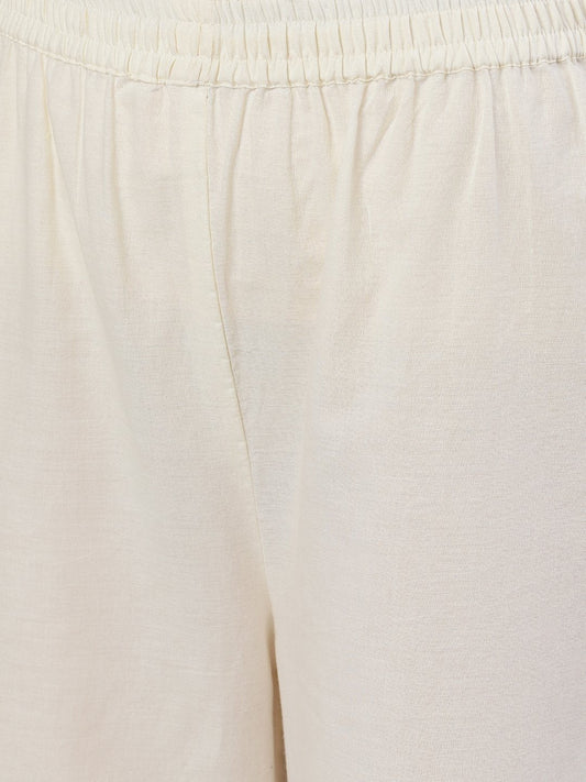 Women Off White Trouser With Border Print | LASVINI - Redefining Indian Fashion with Elegance