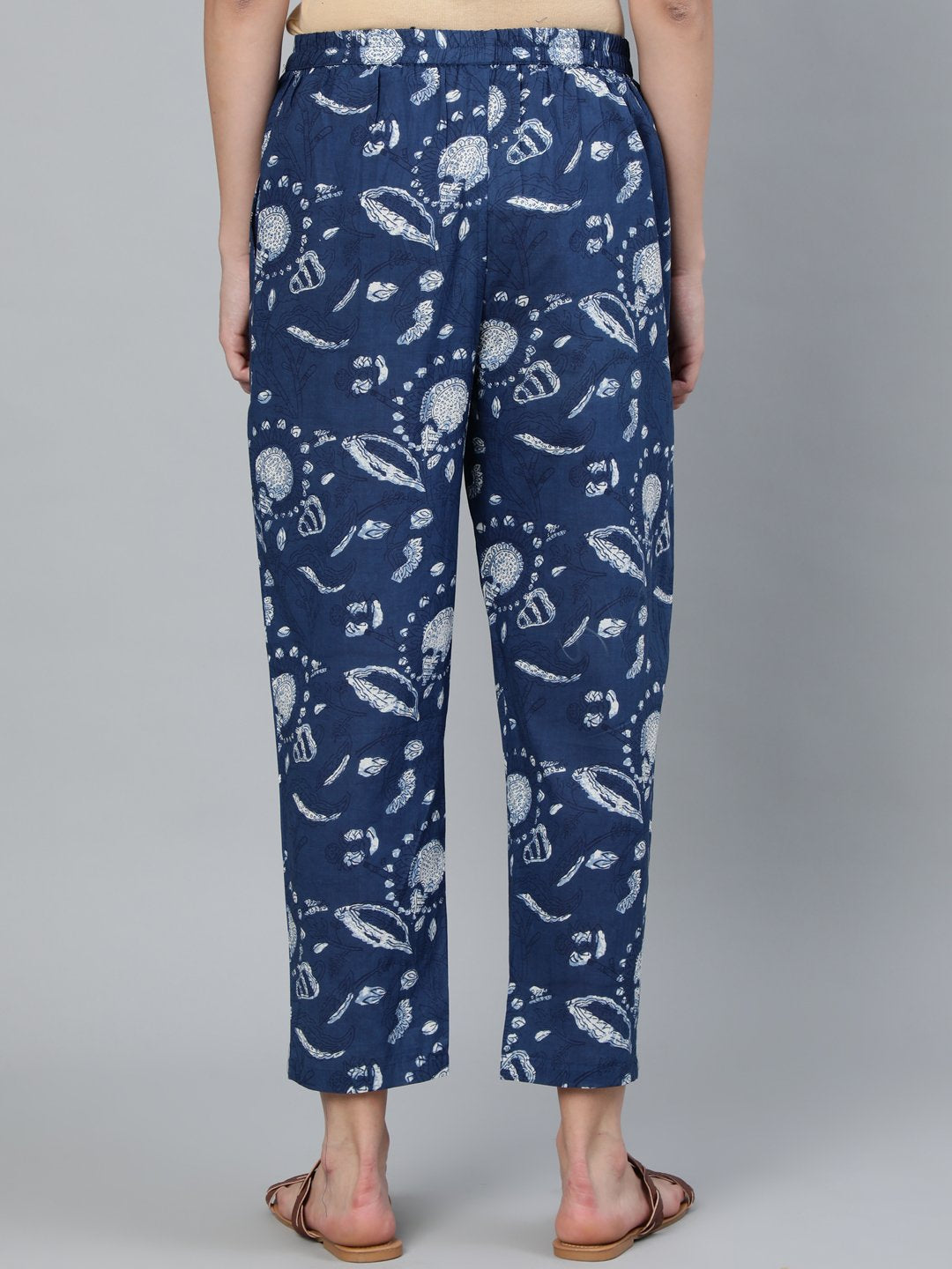 Women Blue Indigo Printed Trouser | LASVINI - Redefining Indian Fashion with Elegance