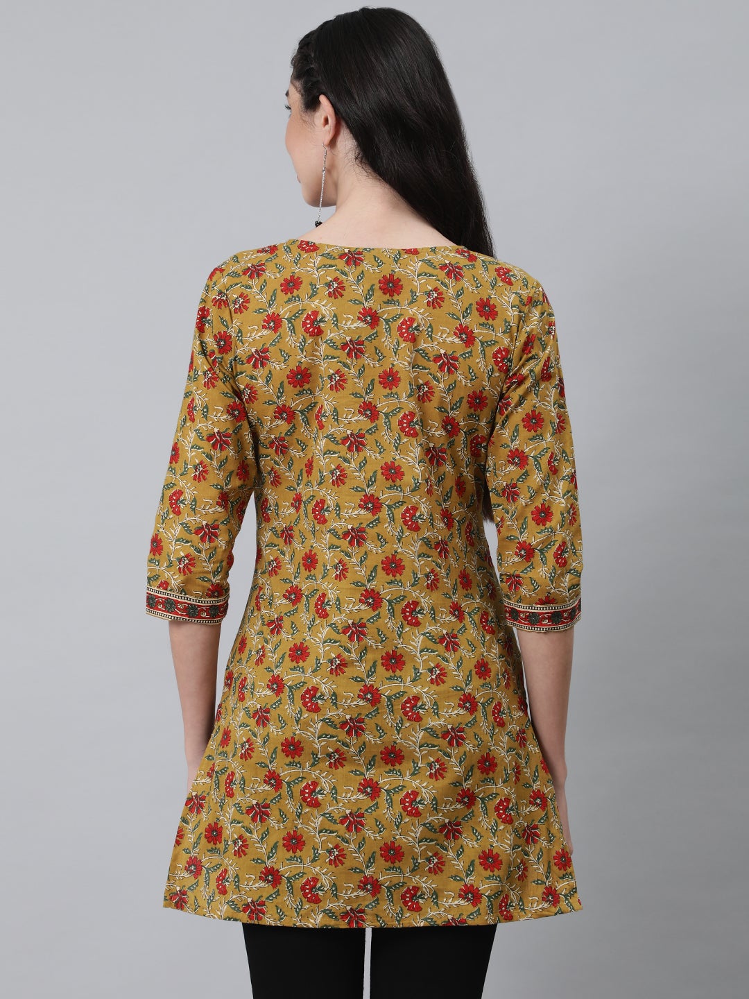 Women Yellow & Red Printed Tunic | LASVINI - Redefining Indian Fashion with Elegance