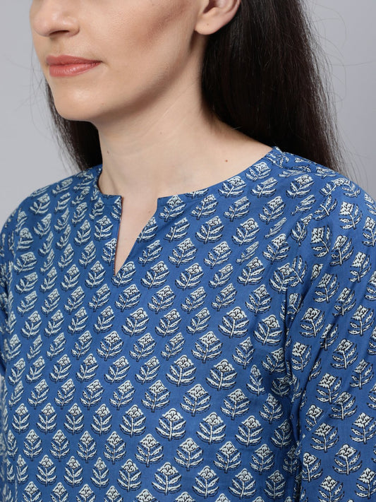 Women Blue Printed Night Suit | LASVINI - Redefining Indian Fashion with Elegance