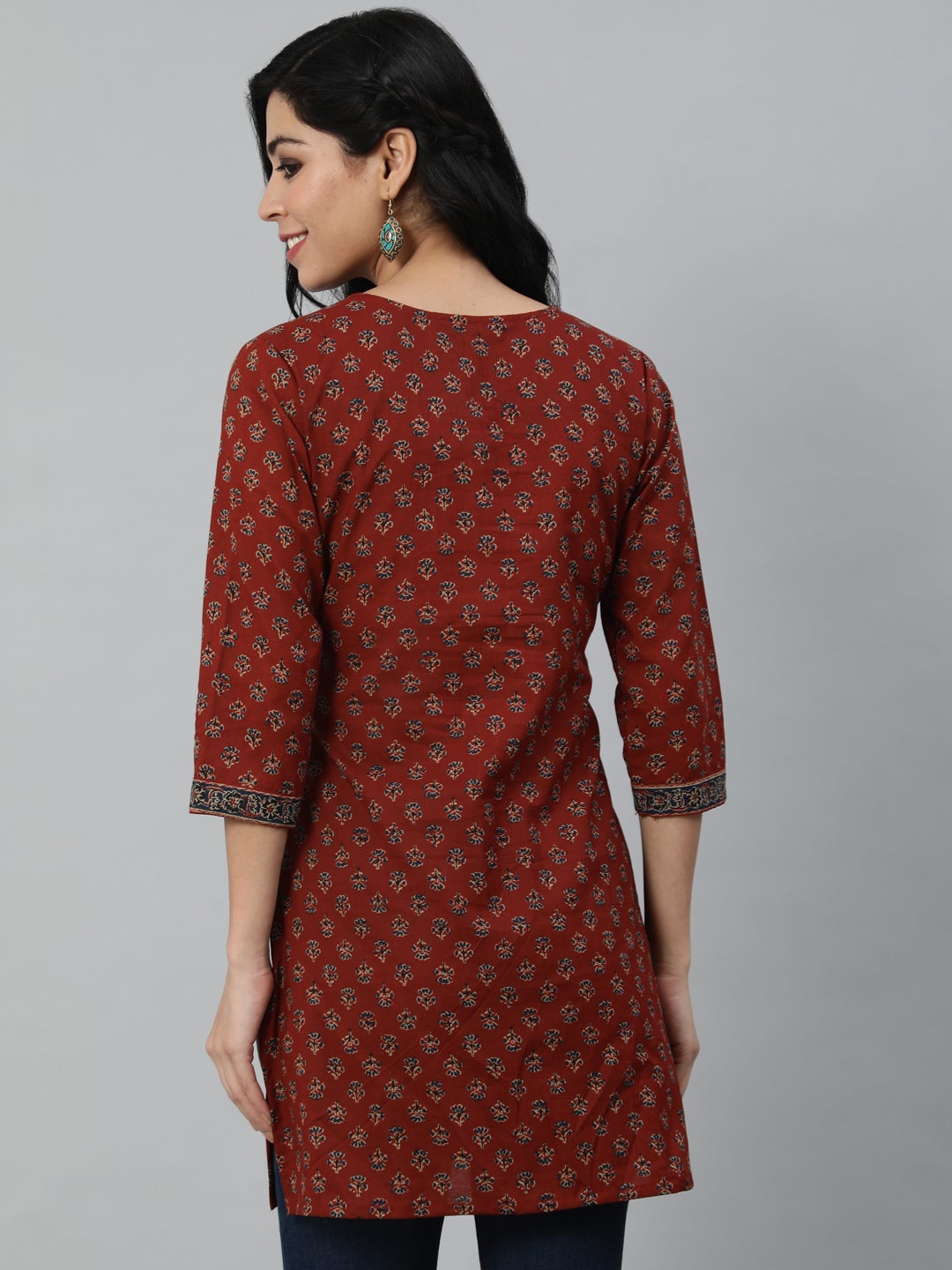 Women Maroon Printed Tunic | LASVINI - Redefining Indian Fashion with Elegance