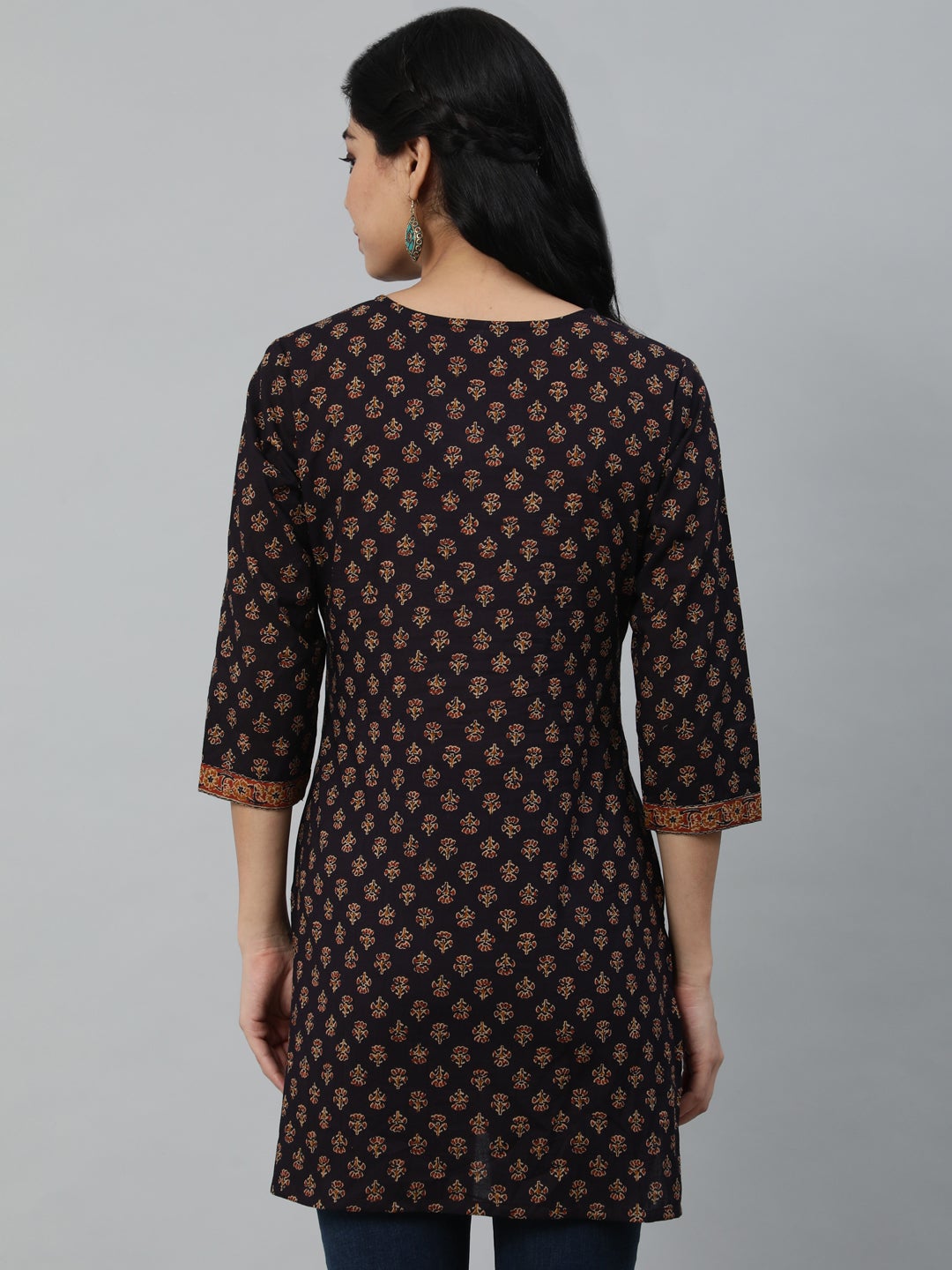 Women Dark Purple Printed Tunic | LASVINI - Redefining Indian Fashion with Elegance