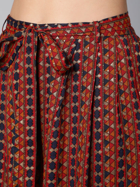 Women Multi Colored Wide Legged Palazo With Side Pockets | LASVINI - Redefining Indian Fashion with Elegance