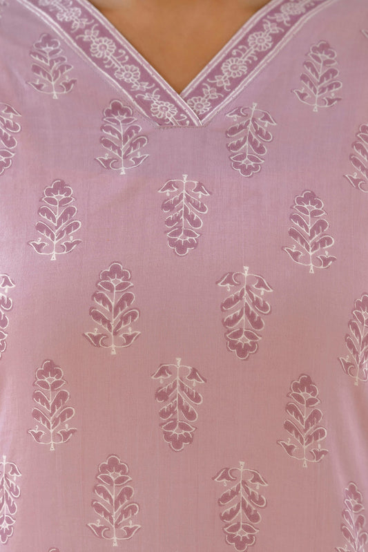 Women Purple Straight V- Neck Tunic | LASVINI - Redefining Indian Fashion with Elegance