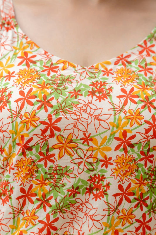 Women Multi Floral Printed Sleeveless Dress | LASVINI - Redefining Indian Fashion with Elegance