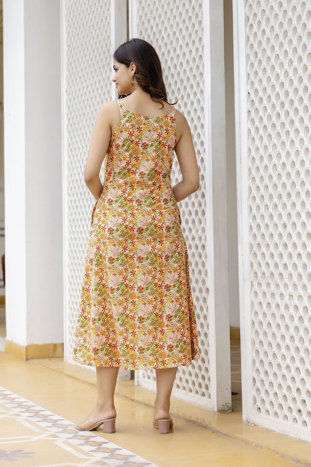 Women Multi Floral Printed Sleeveless Dress | LASVINI - Redefining Indian Fashion with Elegance