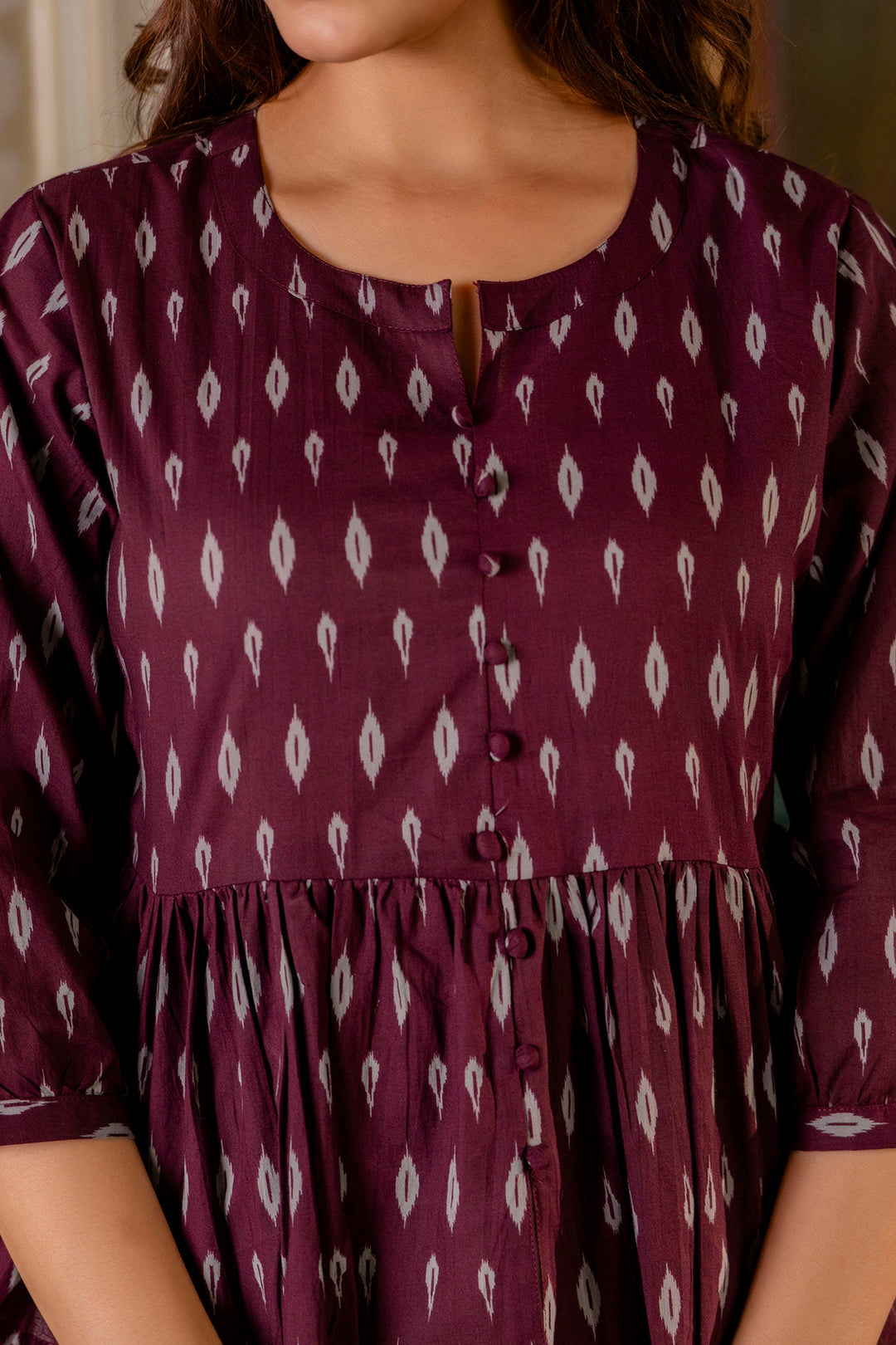 Women Burgundy Peplum Tunic | LASVINI - Redefining Indian Fashion with Elegance