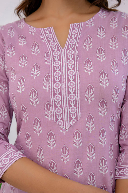 Women Purple Printed Straight Tunic | LASVINI - Redefining Indian Fashion with Elegance