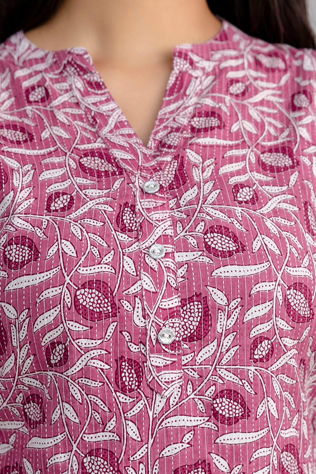 Mauve Printed Straight Kurta With Three Quarter Sleeves | LASVINI - Redefining Indian Fashion with Elegance