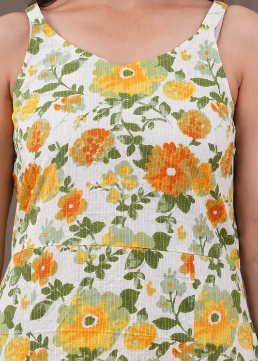 Floral Printed Sleeveless Dress for Women | LASVINI - Redefining Indian Fashion with Elegance
