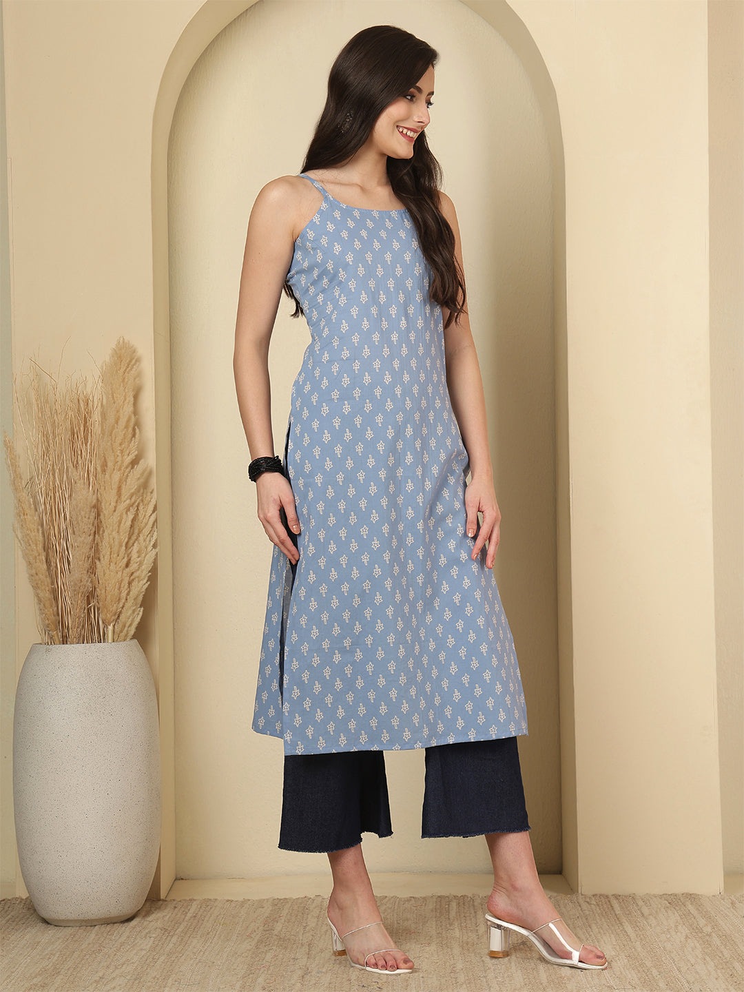 Blue Printed Kurta for Women | LASVINI - Redefining Indian Fashion with Elegance