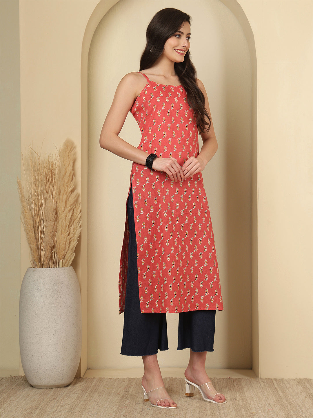 Pink Printed Kurta for Women | LASVINI - Redefining Indian Fashion with Elegance