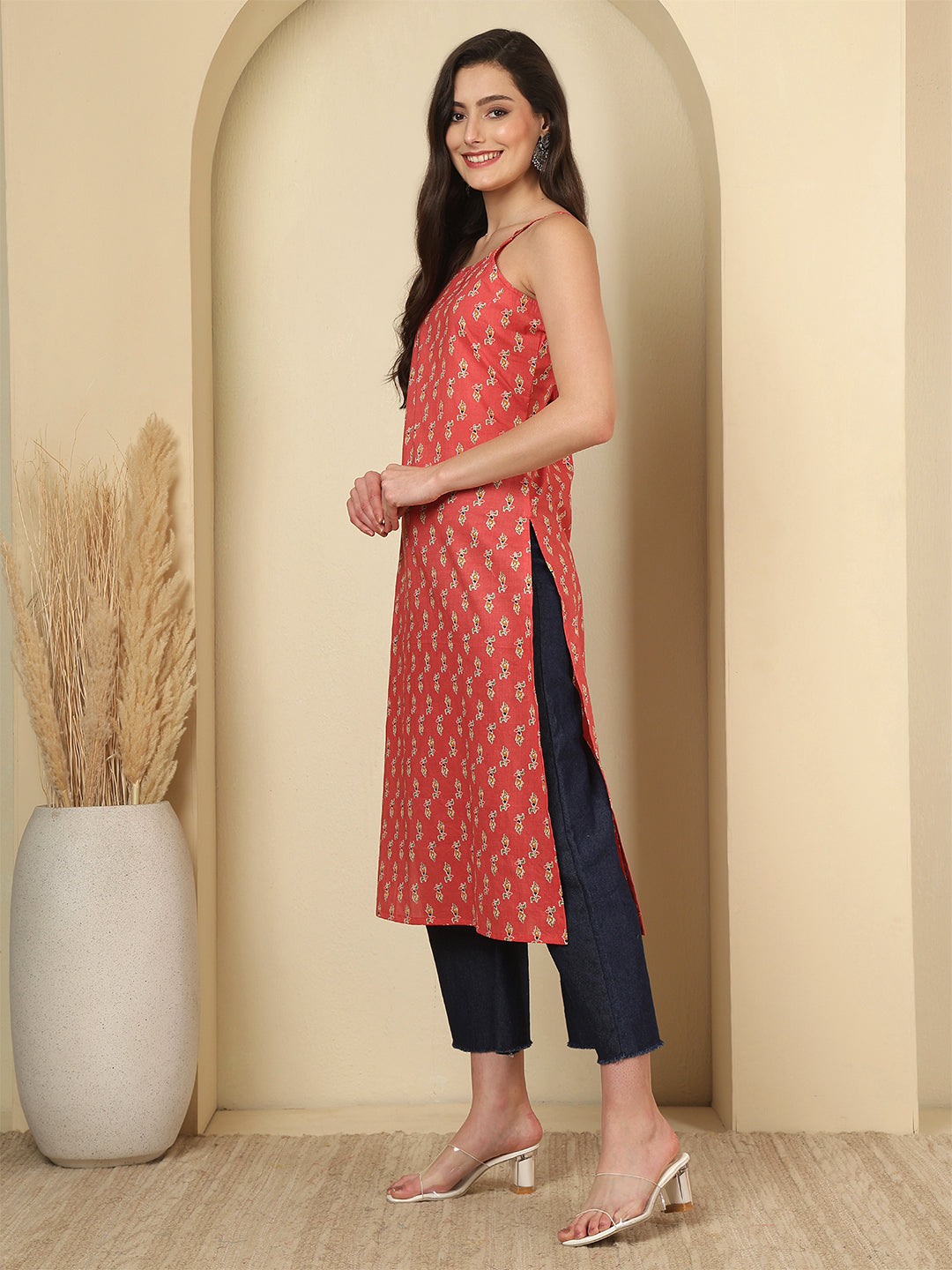 Pink Printed Kurta for Women | LASVINI - Redefining Indian Fashion with Elegance