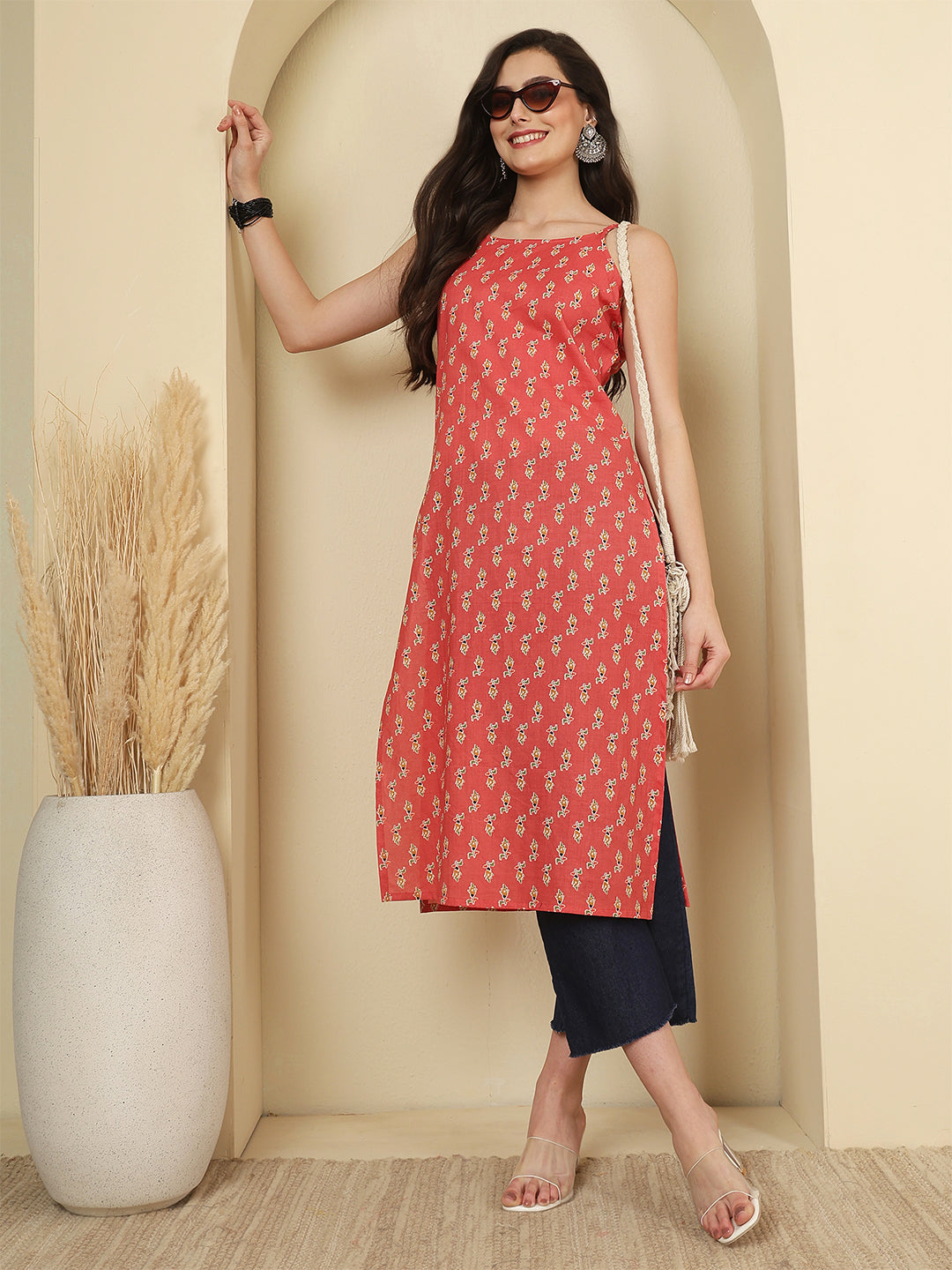 Pink Printed Kurta for Women | LASVINI - Redefining Indian Fashion with Elegance