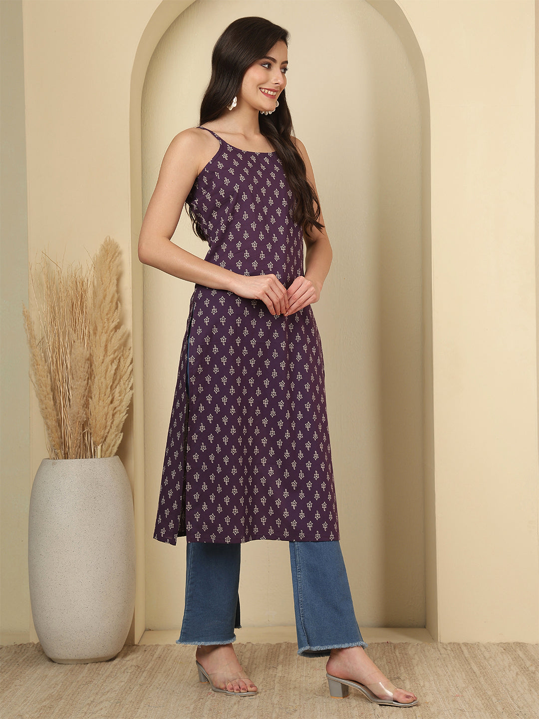 Purple Printed Kurta for Women | LASVINI - Redefining Indian Fashion with Elegance