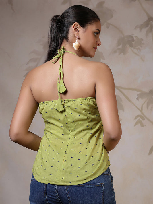 Women Green Printed Top | LASVINI - Redefining Indian Fashion with Elegance