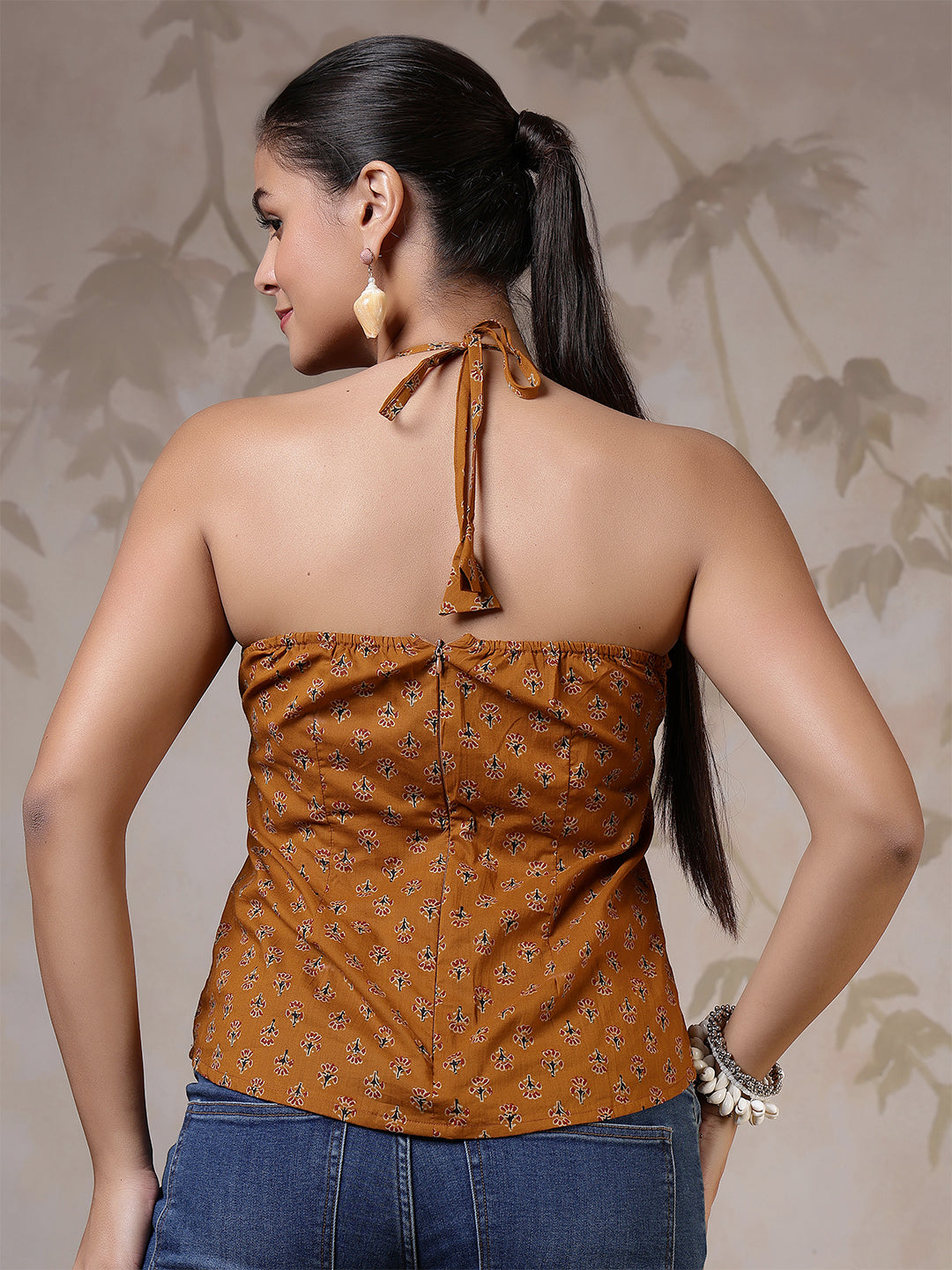 Women Mustard Printed Top | LASVINI - Redefining Indian Fashion with Elegance