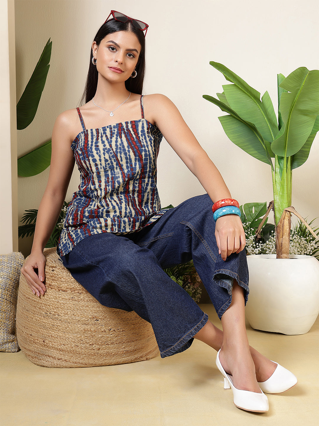 Women Multicolore Printed Straight Tunic | LASVINI - Redefining Indian Fashion with Elegance